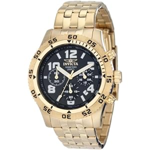 Invicta Men's 1491 Chronograph Black Dial 18k Gold Ion-Plated Stainless Steel Watch (Watch)