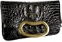 Jalda Croc-Embossed Bean Clutch,Grey,one size