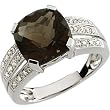 14K White Gold Smoky Quartz and Diamond Ring
