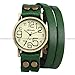 Ailisha Lady Women Green Wrap Leather Strap Bracelet Bangle Analog Quartz Watch WAA391
