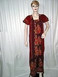 Womens Designer Cotton Kaftans Red Maroon Print Evening Long Dress S Womens Designer Cotton Kaftans Red Maroon Print Evening Long Dress S