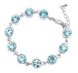Bracelet - Round CZ Crystal Link ~ Aqua (FB206)