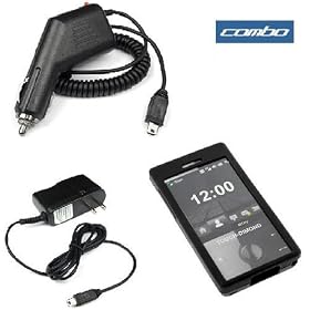 Black Durable Soft Silicone Skin Cover Case + Rapid Car Charger + Home Travel Charger for HTC T-mobile Touch Diamond PDA Smartphone