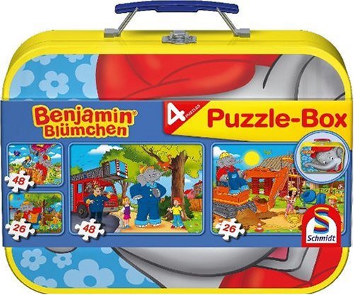 Schmidt Spiele 55594 - Benjamin Bl&uuml;mchen, Puzzle-Box 2 x 26, 2 x 48 Teile im Metallkoffer