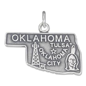 STERLING SILVER ANTIQUED OKLAHOMA STATE CHARM