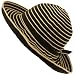UPF 50 Sun Beach Shape Hat Upturn Floppy Packable Black with Natural
