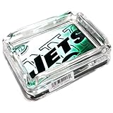 Image New York Jets Glass Ashtray - Dimensions 3 Inch x 4 Inch - Simulated Black Velvet Botton