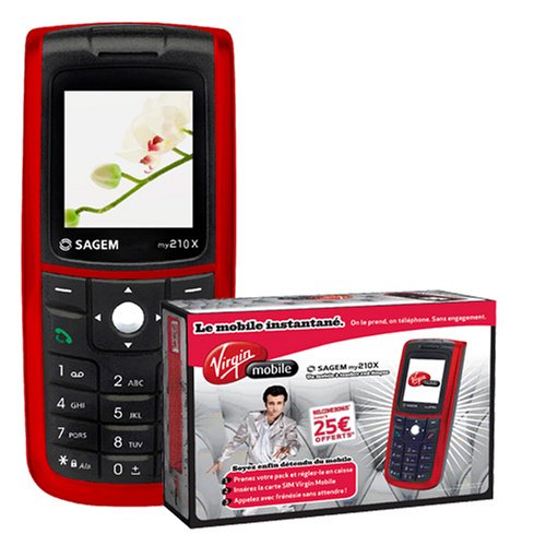 Virgin Mobile - Pack prêt à téléphoner - Sagem my210x Rouge