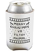 Merry Christmas Ya Filthy Animal Christmas Sweater Can and Bottle Insulator Cooler - White