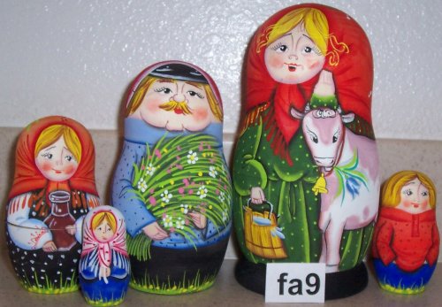 Childrens Toyshop  Toys : Russian Nesting Nested Stacking doll 5 pcs / 6 in #fa-09 fa-10