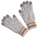 N-Square Touchmate solid knit winter gloves - Extra thick with soft plush interior to keep your hands warm and comfortable for iPad HTC Blackberry NANO iPod Touch SmartPhone - Light Heather Brown