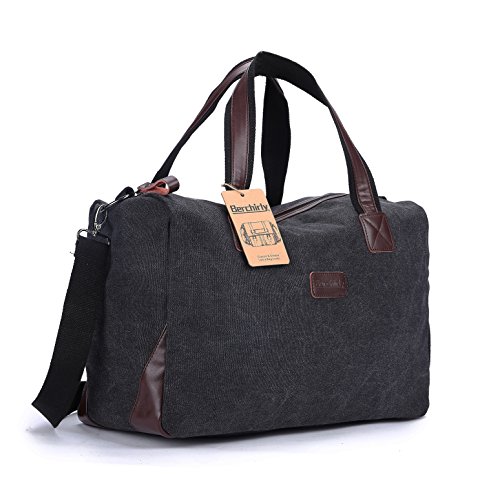 Berchirly vintage canvas sports duffel bag travel luggage carryon…
