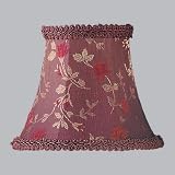 Bell Shaped Chandelier Clip On Lamp Shades with Fancy Trim - Burgundy Floral Print - B1539