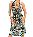 Blue Banana Turquoise and Brown Floral Halter Neck Wrap Dress