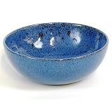 EXP Handmade Beguiling Blue Large Decorative Ceramic Bowl With Black Speckles