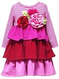IMAGE OF Rare Editions Baby-Girls Newborn Stripe Tiered Dress, Pink/Red, 6 Months