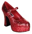 Womens Mary Jane Shoes in Red Glitter