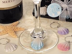 100PC CC1669 Seashell Design Wine Charm Favors Wedding Favors & Accessories