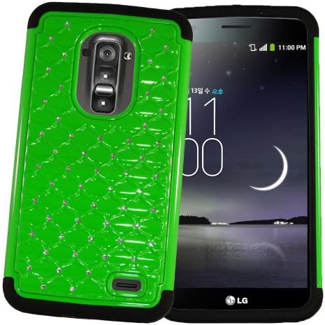 LG G Flex Case, SOGA® Hybrid Diamond Bling Cover Protector Case for LG G Flex D950 D959 LS995 - Neon Green / Black [SWE433]