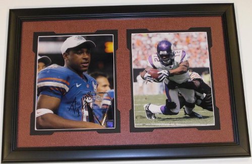Percy Harvin Autographed Florida Gators 8x10 Photo with Trophy ~ Custom Framed with Minnesota Vikings photo