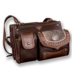 Chestnut Brown Leather 'Silver Creations' Handbag 1-compartment