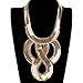 Gold Tone Choker Bib Necklace With Figure of 8 and White Rhinestone Pendant