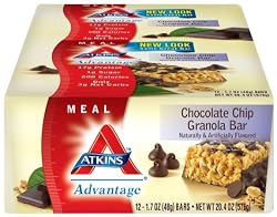 Atkins Advantage Bars, Chocolate Chip Granola, 1.7-Ounce Bars (Pack of 12)