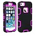 iPhone 5S Case, EC™ 3in1 Shock Absorbing Case, Rubber Combo Hybrid Impact Silicone Armor Hard Case Cover for Apple iPhone 5S (C-Purple/Black)