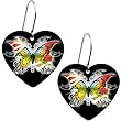 Handcrafted Black Heart Colorful Tribal Butterfly Earrings