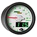 MaxTow Double Vision Volt Voltmeter Gauge - Voltage Range 8-18 Volts - White Gauge Face - Green LED Illuminated Dial - Analog & Digital Readouts - for Trucks - 2-1/16