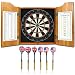 Trademark Solid Wood Dart Cabinet with Dartboard and Darts