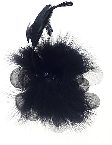 Navifoce Charming Womens Girls Lady Flower Feather Fascinator Cocktail Occasion Headwear on Small Hairclip and Brooch (Black)