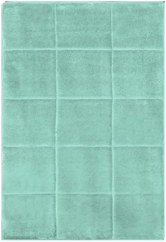 Spa Retreat Memory Foam Bathroom Mat/rug : Square Box Design, Non-slip Backing (Blue, 21" x 34")