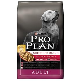 Pro Plan Dry Dog Food, Shredded Blend Beef and Rice Formula, 35-Pound Bag
