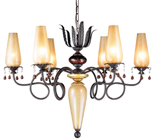 Eurofase 12803-019 Tova 6-Light Chandelier, Bronze/Amber with Gold