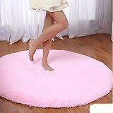 Princess Dream Round Shaggy Area Rugs and Carpet Super Soft Bedroom Carpet with a Heart Rug,for Kids Play ,Round 47.2" (Pink)