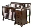 Dream On Me Jayden 2 in 1 Convertible Portable Crib with Changer, Espresso