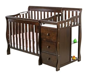 Dream On Me Jayden 2 in 1 Convertible Portable Crib with Changer, Espresso