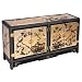 EXP Handmade Furniture - 43" Gold & Black Chinese Wood Storage Cabinet & Sideboard - Peony Design