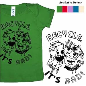 Recycle. It's Rad! Organic cotton infant Lap tee shirt. Made in USA., 18-24 months, fire engine red