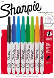 Sharpie Retractable Ultra Fine Point Permanent Markers, 8 Colored Markers(1742025)