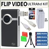 Flip UltraHD Video Camera - Black, 8 GB, 2 Hours (3rd Generation) NEWEST MODEL + Accessory Kit