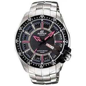 Men's Stainless Steel Edifice Black Dial Quartz (Watch)