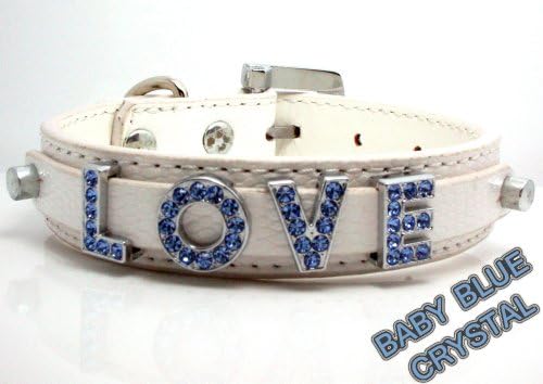 Medium White Snake Leather with Swarovski Grade Crystal Collar for Cat/dog with Diamante Buckle ***Customize Your Own Pet Name***