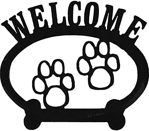 Sweeney Ridge Paw Print Oval Metal Welcome Sign