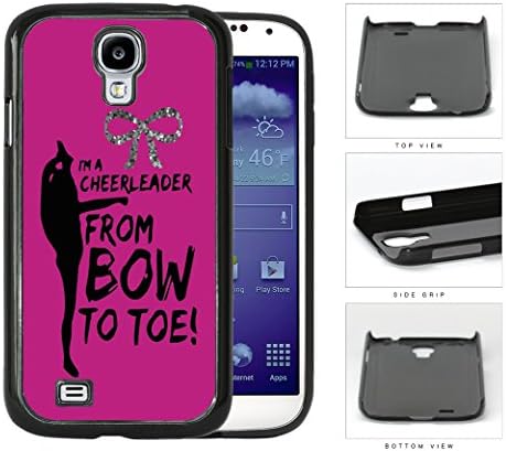 Im a Cheerleader From Bow to Toe Quote Glitter Bow Hot Pink Samsung Galaxy S4 I9500 Hard Snap on Plastic Cell Phone Case Cover