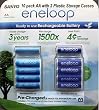 10 Pack AA eneloop 2nd generation 1500 cycle Rechargeable Batteries with 2 Plastic Storage Cases
