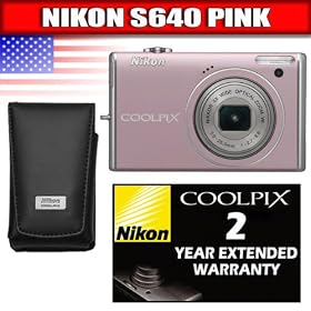 Nikon Coolpix S640 12.2MP Digital Camera with 5x Wide Angle Optical Vibration Reduction (VR) Zoom and 2.7-inch LCD (Precious Pink) Package 1