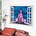 LUCKKYY®Castle Peel & Stick 3D Window View Decal Wall Decorations for Living Room