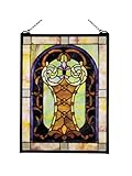 Dale Tiffany SC0087 Scarberry Art Glass Window Panel , 18-Inch by 24-Inch